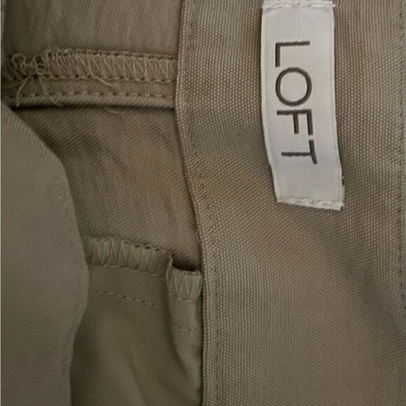 LOFT Tan Button Front High Rise Wide Leg Pants Size 8 - Picture 6 of 10